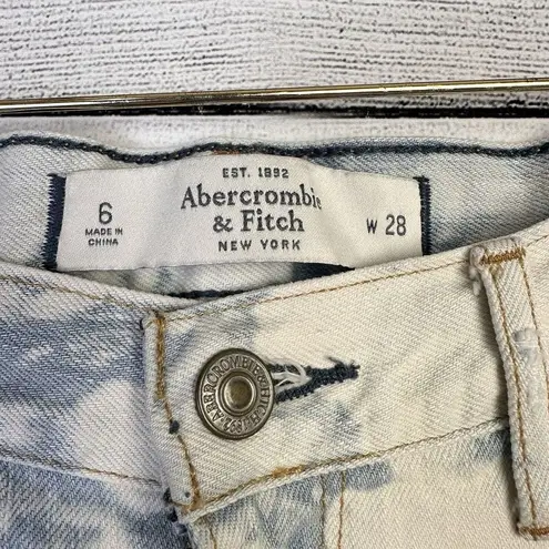 Abercrombie & Fitch  Stretch Light Blue &‎ White Bleached Distressed Jeans Sz 6