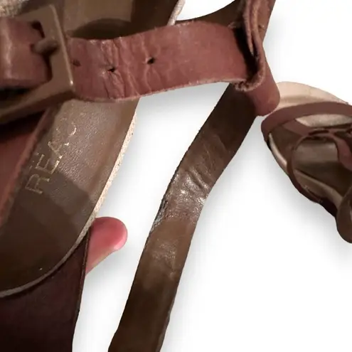 Kenneth Cole Reaction Cedar Brown Leather Strappy High Heel Wedges Sz 8.5 - Image 9