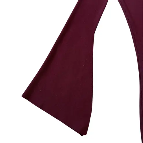 Main Strip Burgundy Open Chest Flare Sleeve Midi Dress