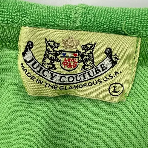 Juicy Couture Y2K Vintage  Apple Green Terrycloth Full Zip Hoodie Size L Tennis