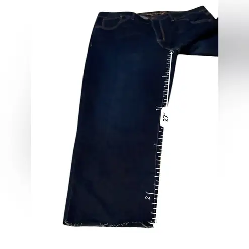 Seven7 High Rise Tower Straight Crop Raw Hem Denim Blue Jeans Sz 14