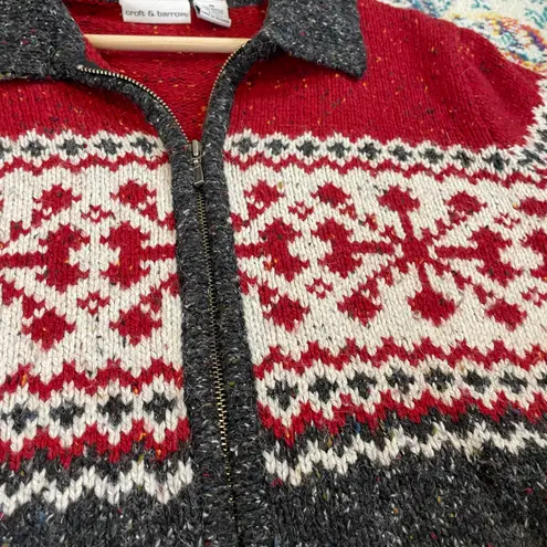 Croft & Barrow vintage Christmas fair isle zip up wool blend sweater