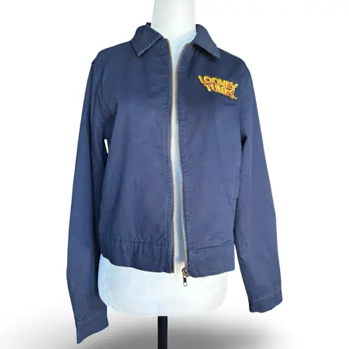 Looney Tunes Bugs Bunny Zip Jacket Navy Thats All Folks Cotton Cropped Small