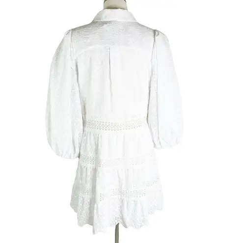 Alice + Olivia Blakesley Embroidered Eyelet Lace Mini Dress White Size 8 NWT