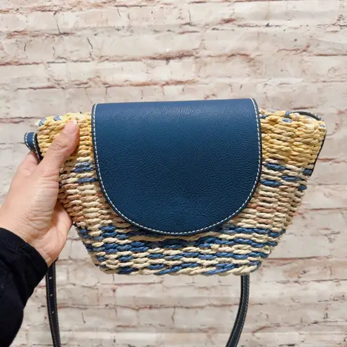 Universal Threads Universal Thread Striped Woven Boho Crossbody Bag with a blue vegan leather flap - Image 8