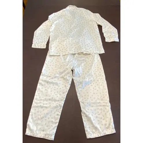 kim rogers Intimates Floral Satin Pajama Set Button Front Top & Pants Women’s M