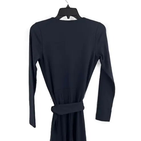 Susana Monaco Navy V Neck Long Sleeve Belted Wide Leg Knit Jumpsuit Small New