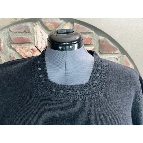 Sag Harbor sweater short sleeve lace black square neck