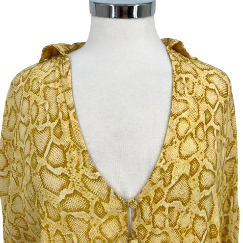 Faithfull the Brand Aira Knot Shirt Yellow Snake Print Long Sleeve Size 4 Small