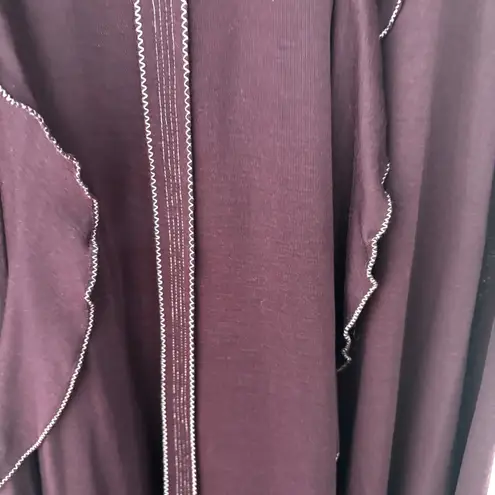 Ulla Johnson Analia Topstitched 100% Organic Wool Midi Dress Size Medium Ruffles