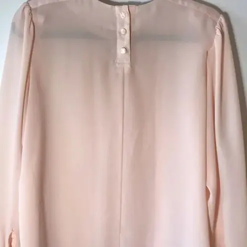 Vintage 80s Cottagecore Pink Blouse Feminine Size 10P Secretary 1980s Style Top