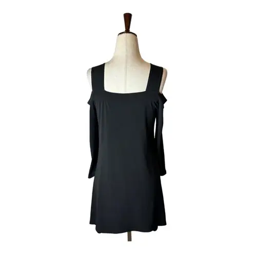 Clara Sun Woo Black Cold Shoulder Long Sleeve Asymmetric Hem Tunic Top XS