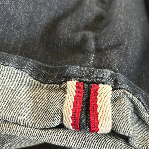 NYDJ Stretch Bermuda Shorts Jorts Sz 6 Dark Denim Red/White Selvedge Slimming