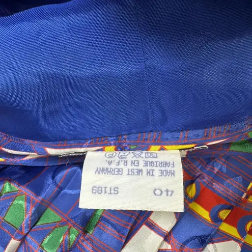 Vintage Dino Valiano Skirt Womens 40 Blue Abstract Pleated West Germany 80s