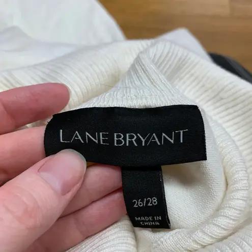 Lane Bryant  Turtleneck Top Womens Size 26 Cream Short‎ Sleeve Knit Keyhole Back