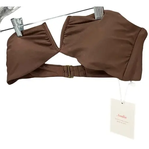ANDIE Bikini Top Womens S Espresso Brown Nylon Scala Bikini Strapless Bandeau