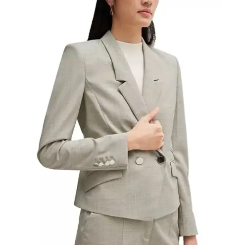 Hugo Boss Jarinary Wool Double Breasted Gray Blue Glenplaid Tailored Blazer Size