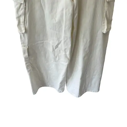The Frankie Shop Hailey Denim Oversized Cargo Pants in White Size Small White