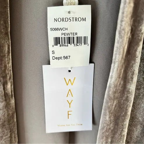 WAYF NWT Nordstrom Velvet Open Jacket Shirt Womens Small Pewter Gray Top Blouse
