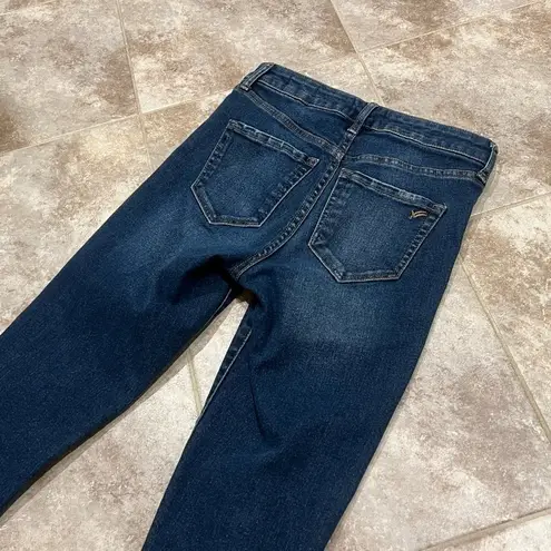 William Rast High Rise Ankle Skinny Jeans Dark Wash Distressed Size 25 Stretchy