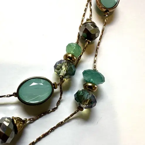 Ny Collection gold tone and blue triple strand beaded necklace