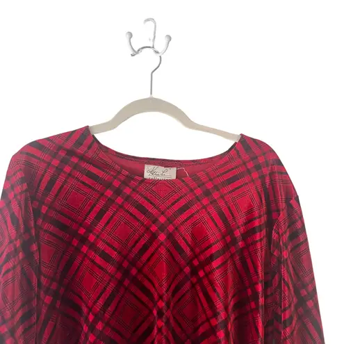 Kathie Lee Collection Vintage 90s Size Small Red Plaid Velvet Grunge Punk Top
