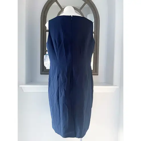 Le Suit Navy Sheath Dress, Petite Size 16 New w/Tag ~$200