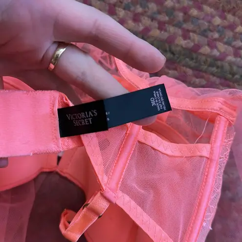 Victoria's Secret  NEON PINK PEACH BABY DOLL SHEER MESH LINGERIE TOP SLIP
