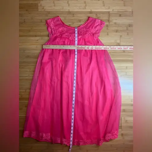 Vanity Fair VTG Women’s Nylon Feminine Pink Babydoll Chiffon Nightgown,USA|Sz:XS