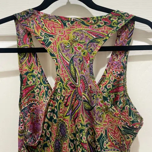 Karma Highway Pink & Green Paisley Floral Racerback Romper Size undefined
