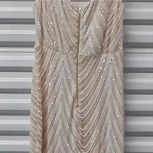 Love and Lemonade Women's Sequin Formal Evening Gown Size 1XL Tan Off Shoulder