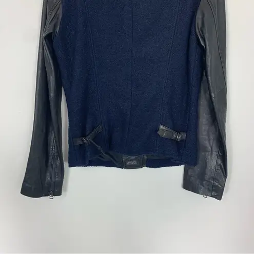 Scotch & Soda Maison Scotch Leather Wool Moto Jacket Size Medium