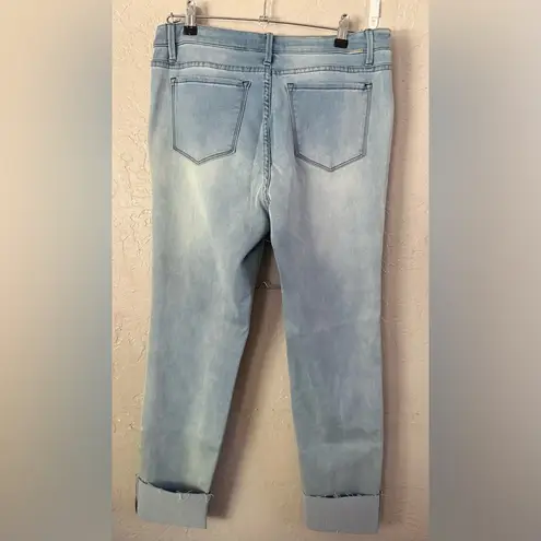 TRACTR Lt Blue Denim Cropped Cuffed Box Jeans Womens Mid