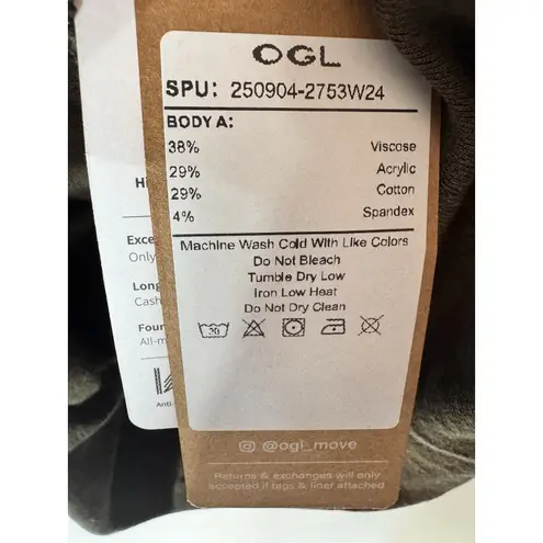 NWT OGL Light Warm Round Neck Ruched Side Top Women’s Size Small Moss Green