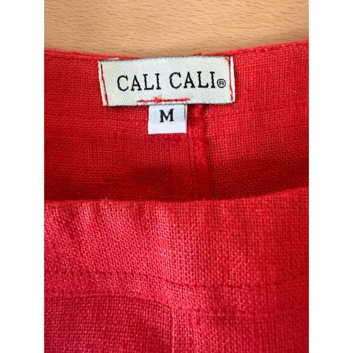 Vintage 90s Red Linen Sheath Sleeveless Dress