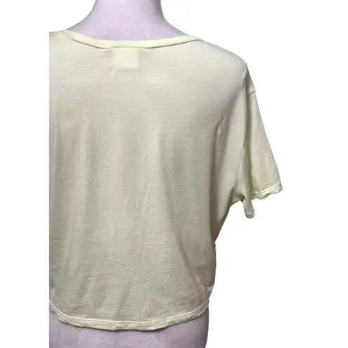 Abound  Cropped T-Shirt Short Sleeve Round Neck Twist Tuck Hem Yellow Large NWOT