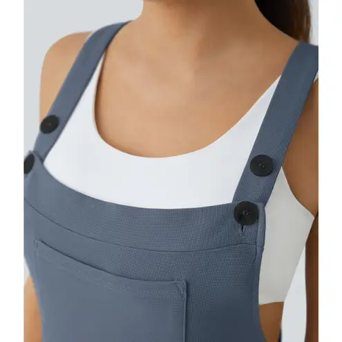 Halara Pockets Waffle Casual Jogger Overalls Grisaille Blue Boho Womens Large