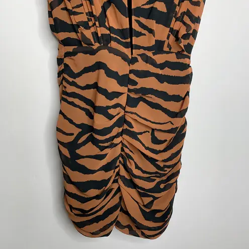 ALL SAINTS Hali Zephyr Zebra Print Mini Ruched Dress Womens 4