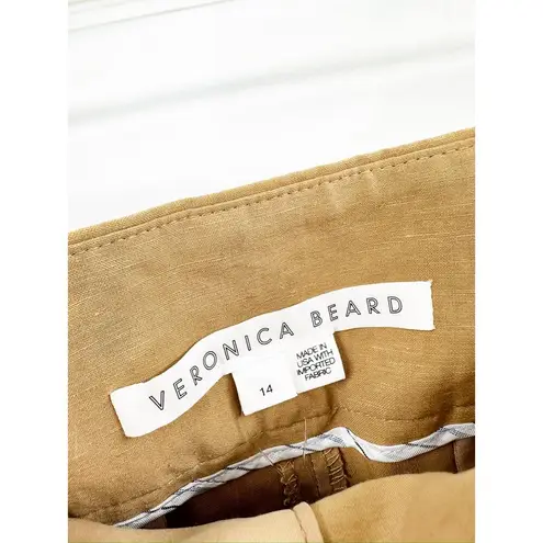 Veronica Beard Lago Tan Linen Blend High Waist Ankle Pants Size 14