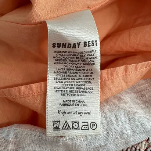 Sunday Best Floral Babydoll Dress size Large Smocked Aritzia Puff Cap Sleeves Orange