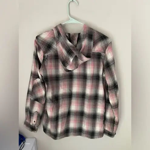 Carhartt  Pink Plaid Flannel Button Down with Hoodie Size Small