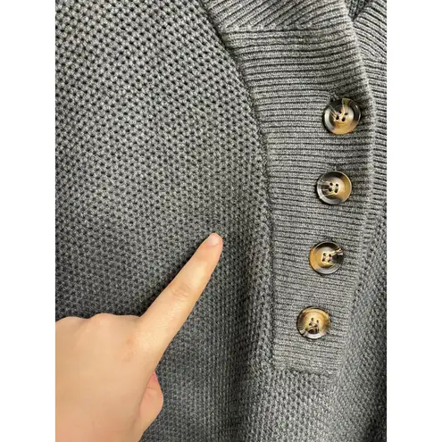 Lunya Women's Cotton Silk Pocket Henley Sweater Grey Heather Size L/XL Cozy Gray