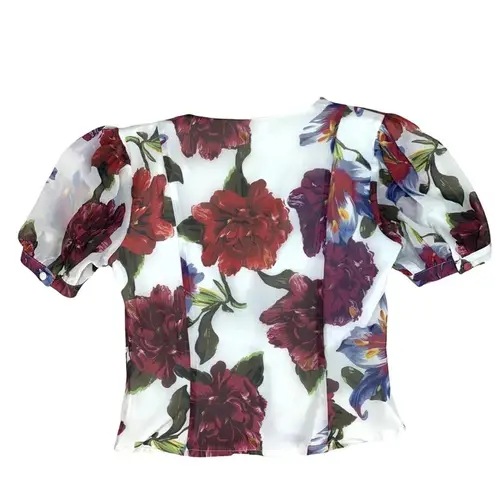 Privacy Please Revolve | XS | Delfina Lilac Floral Cropped Puff Shoulder Blouse