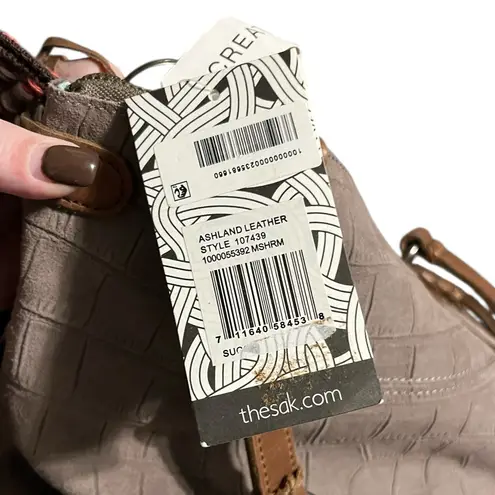 The Sak Brown and Tan Croc-Embossed Tote Bag with Embroidered Guitar Strap