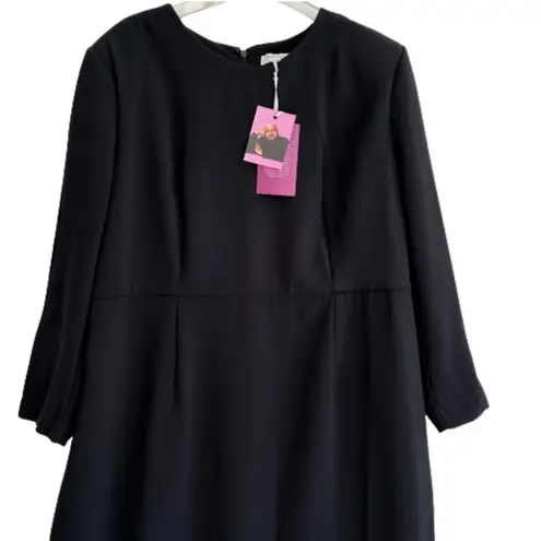 Sergio Hudson X Target Dress Black Strong Shoulder Long Sleeve Midi Plus Size 2X