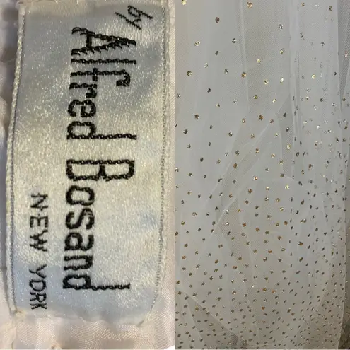 ALFRED BOSAND VINTAGE 1980'S WHITE & GOLD GLITTER DOTS BALL GOWN (M) Size M