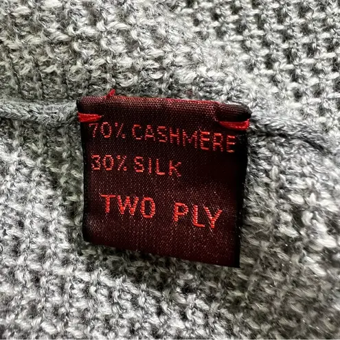 Martucci Roma Cashmere & Silk Open Cardigan Gray Floral Fringe Italy Silver Size M