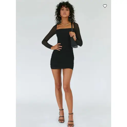 Princess Polly  Chavri Long Sheet Sleeve Mini Dress Black Size 4