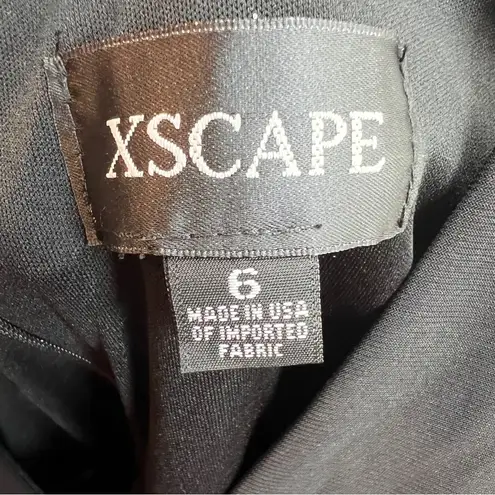 XScape Size 6 Black A-Line V-Neck Reptile Print Bodice Pleated Lined Tulle Dress