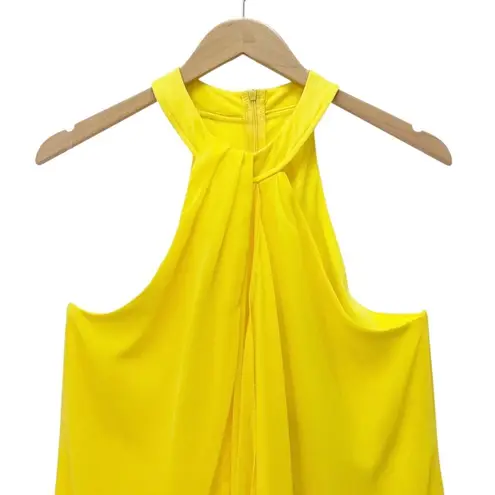 Meghan LA NWT  Aphrodite Maxi Dress Size Medium Yellow Halter Ruffle Slit Gown